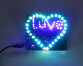 Colorful Flashing LED Light Love Letter Display Lamp Heart Shaped Electronic DIY Kit with Remote Control