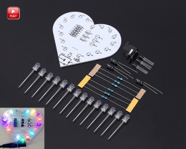 DC 5V Colorful Flashing LED Light DIY Kit Love Heart Shaped LED Lamp Electronic Soldering Practice Kit