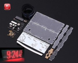 DIY Kit Red LED Dot Matrix Clock SMD Kit Parts C51MCU Temperature Control Module with Acrylic Shell