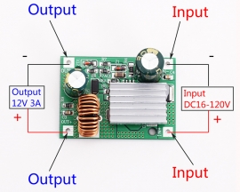 DC Step Down Module Power Supply Buck Converter Board Non-isolated Stabilizer 24V 36V 48V 72V 84V 120V to 12V 3A