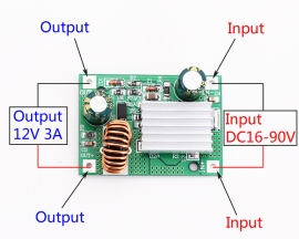 DC Step Down Module Power Supply Buck Converter Board Non-isolated 24V 36V 48V 72V to 12V 3A