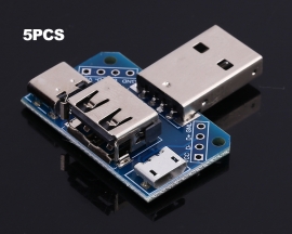 5PCS USB Converter Standard USB Female to Male to Type-C to Micro USB to 4P Terminal