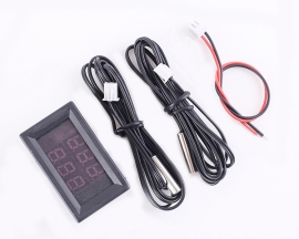 DC 4-28V Red+Blue Fahrenheit Dual Display Digital Thermometer with 2 NTC Waterproof Metal Probes Temperature Sensor