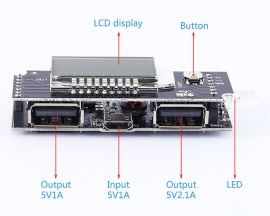 Lithium Battery Charging Board 5V 2A LCD Display Dual USB Output Charger Module DIY Charger
