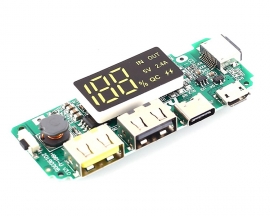 Dual USB Port Charging Module, QC Mobile Power Boost Module, 5V 2.4A Charger Circuit Board with LCD Display