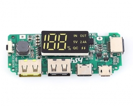 Dual USB Port Charging Module, QC Mobile Power Boost Module, 5V 2.4A Charger Circuit Board with LCD Display