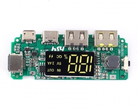 Dual USB Port Charging Module, QC Mobile Power Boost Module, 5V 2.4A Charger Circuit Board with LCD Display