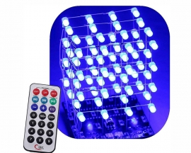 DIY 3D Light Cube 4x4x4 RGB LED Electronic Soldering Kit, USB Charging Colorful Music 3D Animation Light Cube Ornament with Remote Control for Practice Soldering