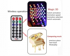 DIY 3D Light Cube 4x4x4 RGB LED Electronic Soldering Kit, USB Charging Colorful Music 3D Animation Light Cube Ornament with Remote Control for Practice Soldering