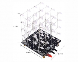 DIY 3D Light Cube 4x4x4 RGB LED Electronic Soldering Kit, USB Charging Colorful Music 3D Animation Light Cube Ornament with Remote Control for Practice Soldering