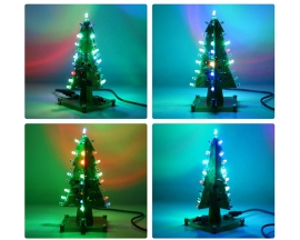 DIY Kit RGB Flash LED Circuit Colorful Christmas Trees LED Soldering Practice Kits Xmas Fun Gift DC 4.5V-5.5V