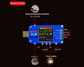 5V USB Multi-function Meter LCD Voltmeter Ammeter Battery Capacity Tester Power Tester Temperature Display