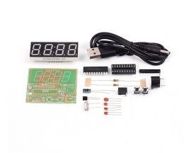 DIY 4-Digit C51 Digital Electronic Clock Red LED STC11F02E Chip DIY Kits Soldering Practice Electronic Learning