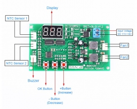 DC 12V 2Bit PWM 3-Wire Fan Temperature Controller 2A Speed Governor for PC Fan/Alarm