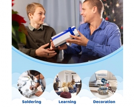 DIY Wireless Rotating 3D Space Model Soldering Project Kit, USB Powered Rotation with Music & LED, STEM Project for High School College