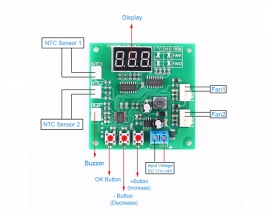 DC 12V 24V 48V 2-Channel PWM 4-Wire Fan Temperature Controller Speed Governor Display Module for PC Fan/Alarm