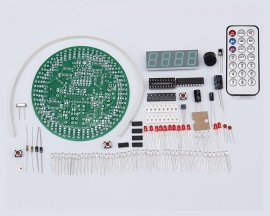 60S Rotary Electronic Clock DIY Kit 4 Digits Digital Clock Colorful Flashing LED Light DIY Kits with Remote Control