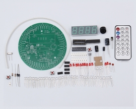 60S Rotary Electronic Clock DIY Kit 4 Digits Digital Clock Colorful Flashing LED Light DIY Kits with Remote Control