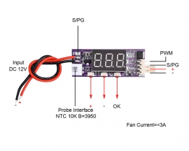 DC 12V 3A 4Pin PWM Fan Speed Control Module Automatic Temperature Controller NTC Sensor for 3000mA Fan