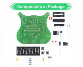 DC 5V 4-Digit Electronic Clock DIY Kit, STC11FO4E Microcontroller Electronic Circuit Board for Soldering Practice and Learning