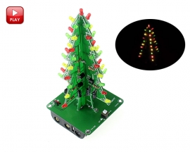 DIY Kit 3D Christmas Tree Kit with 3 Colors Red/Green/Yellow Flashing LED for Electronics Soldering Practice Xmas Fun Gift DC 5V