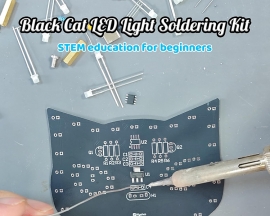 DIY Soldering Learning Kit, Touch Control Black Cat LED Light Electronic Kits, Fun Soldering Project Kits for Adults STEM Education Creative Gift