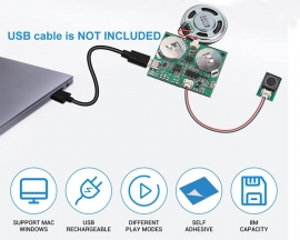 Voice Record Module 8M Programmable Voice Playback Module Button Control USB Update Music with Charging Circuit