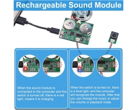 Voice Record Module 8M Programmable Voice Playback Module Button Control USB Update Music with Charging Circuit