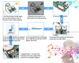 Light Control 8M Memory DIY Chargeable/Volume Adjusting Module USB Download Music Module for Greeting Cards Gift Box