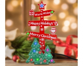 Christmas Table Sign Soldering Practice Kit, DIY LED Merry Christmas Tree Sign Electronics Kit with Colorful Lights, Electronic Soldering Projects for Xmas Decoration and Present