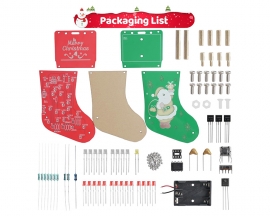Christmas Stocking Soldering Project, Christmas Sock Soldering Practice Kit With 4 Light Modes DIY LED Santa Claus Electronics Kit for STEM Education Decoration Creative Present