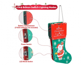 Christmas Stocking Soldering Project, Christmas Sock Soldering Practice Kit With 4 Light Modes DIY LED Santa Claus Electronics Kit for STEM Education Decoration Creative Present
