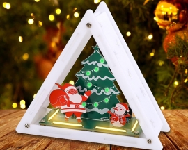 Christmas Soldering Project, Christmas Tree Soldering Kit With Triangular Acrylic Shell, DIY Electronics Kit LED Xmas Tree Santa Claus Snowman With Music for Xmas Decoration Creative Present