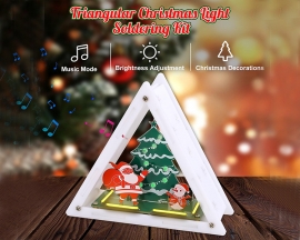 Christmas Soldering Project, Christmas Tree Soldering Kit With Triangular Acrylic Shell, DIY Electronics Kit LED Xmas Tree Santa Claus Snowman With Music for Xmas Decoration Creative Present