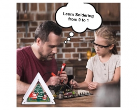 Christmas Soldering Project, Christmas Tree Soldering Kit With Triangular Acrylic Shell, DIY Electronics Kit LED Xmas Tree Santa Claus Snowman With Music for Xmas Decoration Creative Present