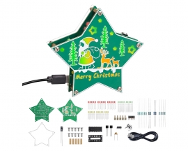 Christmas Star Lights Soldering Practice Kit With 4 Light Modes, DIY Pentagram LED Christmas Tree Santa Claus Elk Light Electronics Kit for STEM Education Decoration Creative Present