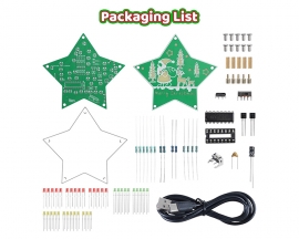 Christmas Star Lights Soldering Practice Kit With 4 Light Modes, DIY Pentagram LED Christmas Tree Santa Claus Elk Light Electronics Kit for STEM Education Decoration Creative Present