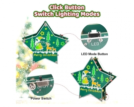Christmas Star Lights Soldering Practice Kit With 4 Light Modes, DIY Pentagram LED Christmas Tree Santa Claus Elk Light Electronics Kit for STEM Education Decoration Creative Present