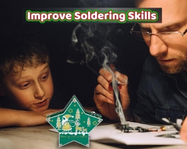 Christmas Star Lights Soldering Practice Kit With 4 Light Modes, DIY Pentagram LED Christmas Tree Santa Claus Elk Light Electronics Kit for STEM Education Decoration Creative Present