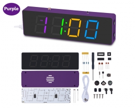 DC 5V Colorful LED Electronic Clock Kit, DIY Soldering Project, 12Hours 24Hours Display Date Time Temperature Alarm Clock Automatic Brightness Adjustment