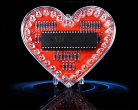 Heart Shaped RGB Colorful LED Flashing Light DIY Kit, DC 3V LED Water Lamp Electronic Kit Soldering Practice Circuit Learning Kit