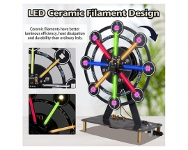 DIY Ferris Wheel Soldering Kit with Colorful LED Lights and Music, Rotating Ferris Wheel Light Adjustable by Remote Control, Electronic Kits STEM Soldering Project for School Home Eudcation