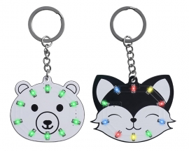 2pcs Soldering Learning Kit, DIY Fox and Bear Keychain with LED Flashing Light, Cute Pendant Soldering Practice Kit for Diyers Student Teaching and Learning