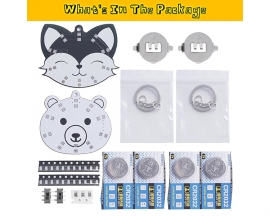 2pcs Soldering Learning Kit, DIY Fox and Bear Keychain with LED Flashing Light, Cute Pendant Soldering Practice Kit for Diyers Student Teaching and Learning