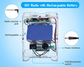 DIY Kit Bluetooth-Compatible Amplifier, 87.0-108.0MHz FM Radio Receiver Kit, U-disk/TF Card Music Player Module with Battery