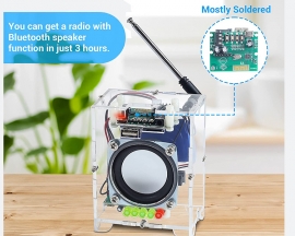 DIY Kit Bluetooth-Compatible Amplifier, 87.0-108.0MHz FM Radio Receiver Kit, U-disk/TF Card Music Player Module with Battery