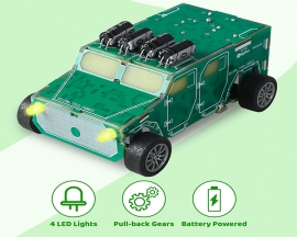 DIY PCB Splicing Truck Kit, Vehicle Model Soldering Project with Pull-Back Gears DIY Kit for Hand-on Learning STEM Education Family Friends Present
