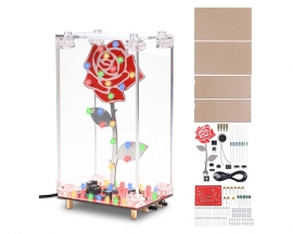 DIY Rose Soldering Kit LED Flower Soldering Project Kit with Acrylic Case Flashing Lights Built-in Musics Electronics Project for Birthday/Valentine's /Mother's Day Present