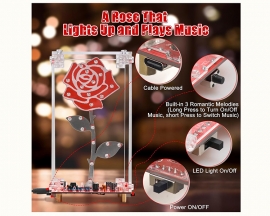 DIY Rose Soldering Kit LED Flower Soldering Project Kit with Acrylic Case Flashing Lights Built-in Musics Electronics Project for Birthday/Valentine's /Mother's Day Present