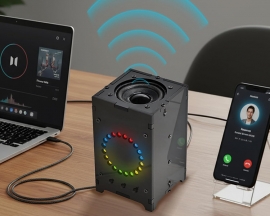 DIY Spectrum Bluetooth-Compatible Speaker Kit, Sound Amplifier Soldering Projects with Colorful LED Flashing Light Ḅḷueṭooṭḥ 5.4 Soldering Practice Kit for School STEM Project Home Desk Decor